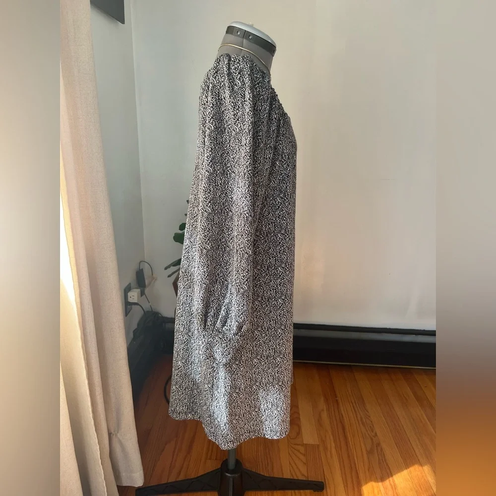 LOFT Black and Gray Square Neck Long Sleeve Knit Dress - Picture 3 of 9